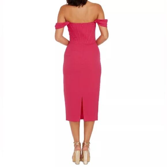 Dress the Population Women's Vickie Off-The-Shoulder Dress Begonia Sz XL NWT - Picture 5 of 9